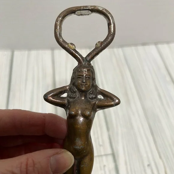 Brass Lady Bottle Opener Women Figure Club Table Decor - Picture 3 of 5